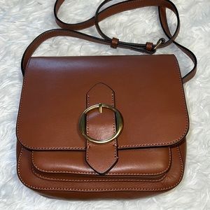 Banana Republic | 100% Leather Crossbody Bag in Caramel Brown with Gold Hardware